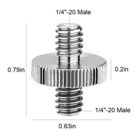 Lyfengdeam 6 Pcs 1/4 Male Threaded Tripod Adapter Double Head Stud Standard Mounting Thread Converter for Camera Tripod Mic Stand Mic Mount Light Stand DSLR Camera Shoulder Mount (Silver)