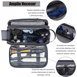 Neceser de Viaje Hombre y Mujer, Bolsa Cosmetiquera Impermeable (Gris) Organizador Bolsa Maquillaje Higiene Baño, Bolsa de Aseo para Artículos de Tocador, Cosméticos, Herramientas de Afeitado