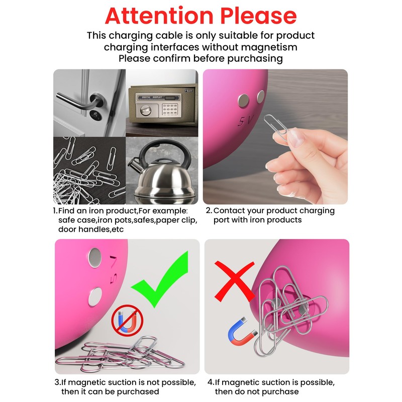 Bicmice 2.6Ft Magnetic USB DC Charger Cable Replacement Charging Cord