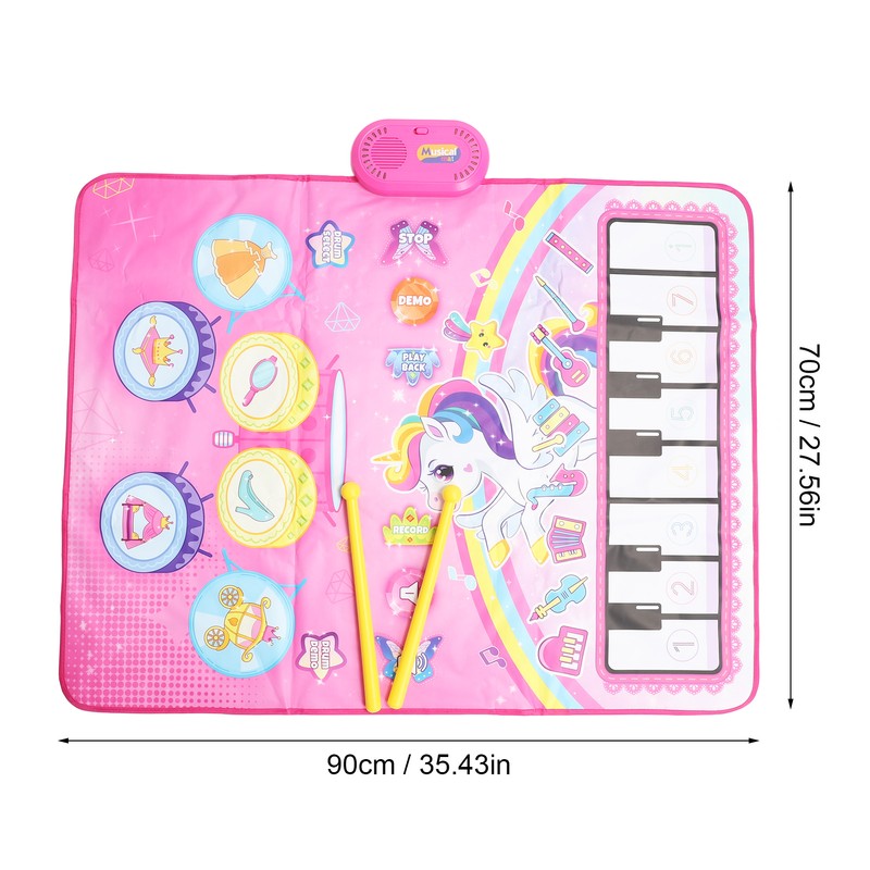 Baby Piano Mat Bright Color Pattern Educational Piano and Drum