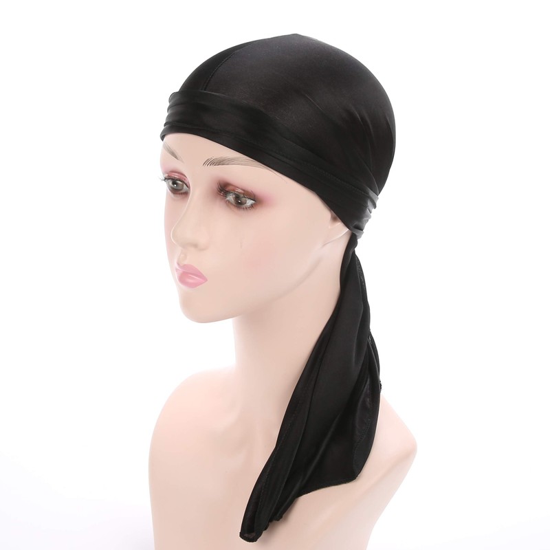Fxhixiy Satin Silk Extra Long-Tail Durag Headwraps Pirate Cap Bandana