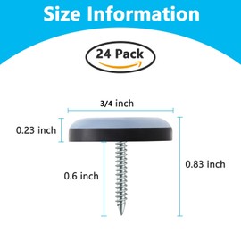 24 Pack Screw on Chair Gliders (3/4'' Inch Diameter), PTFE (Teflon) Chair Leg Slides, Teflon Chair Glides for Hardwood Floor, Carpet, Wooden Furniture, 3/4'' Furniture Leg Moving Pads(19mm)