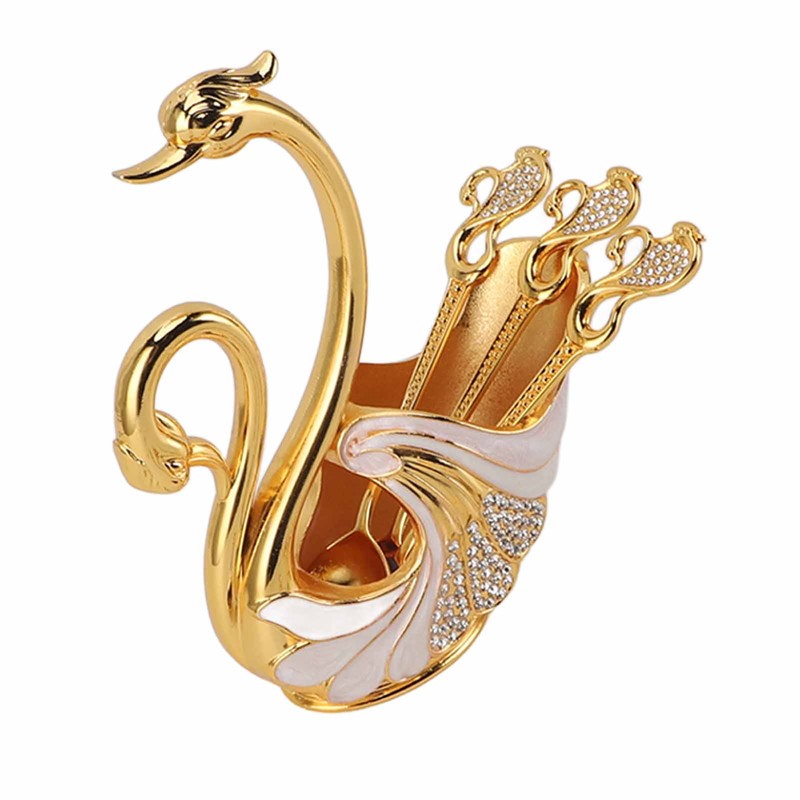 Swan Dinnerware Set Metal Tableware Cutlery Set Decorative Swan Base