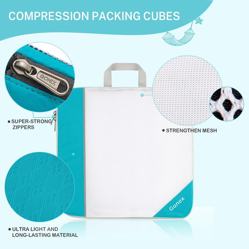 Compression Packing Cube 6 Pieces, Gonex Robust & Durable |