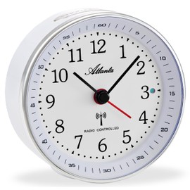 Radio Alarm Clock without Ticking with Light Snooze Crescendo Alarm Display Analogue - 1868/0 (White)