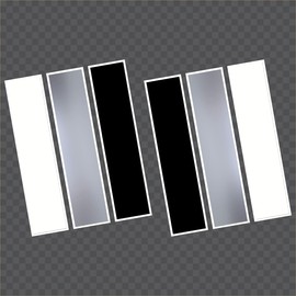 (Combo Pack) Tri-Color Stripe Vinyl Decal Classic Retro DIY Decoration Sticker Compatible for Tacoma 4Runner Tundra Rav4 TRD Pro Grille Hood Side Bumper Mirror etc (White/Metallic Silver/Black)