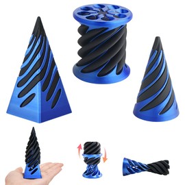 3 Packs Impossible Cone,Spiral Cone Fidget Toy,Fidget Cone,3D Printed Spiral Cone Fidget Toy,Impossible Pyramid Passthrough Toy for Stress and Anxiety Relaxing (Blue)