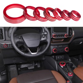 YiXunTen for Ford Bronco Sport 2021 2022 2023 2024 Accessories Interior Switch Knob AC Cover Aluminum Alloy Red (not for Bronco)