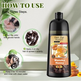 LOOPGENIE Hair Dye Shampoo 3 in 1 for Women & Men 100% Gray Hair Coverage - Herbal Ingredients Natural Plant Hair Color - Hair Dye in Minutes 500ML （Dark Brown）