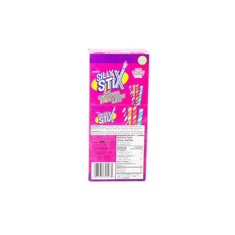 Silly Stix Sour Powder Straws 100 stix
