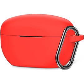 Deco Essentials Silicone Protective Case Cover for 2023 Sony WF-1000XM5 Wireless Earbuds with Carabiner (Red)