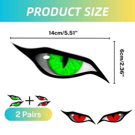 Yowfond Evil Eyes with Green Iris Vinyl Drone Motorcycle Helmet Car Sticker 70 x 30 mm Pack of 2