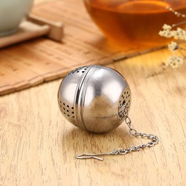 Pack of 10 tea filters, stainless steel tea infuser for loose tea, tea strainer, for most cup teapot, tea filter hold, with very fine mesh ball with chain (stainless steel)