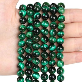 XIANNVXI Rose Green Tigers Eye Beads 8mm Round Beads Green Beads for Crafting,Crystal Beads for Jewellery Making,Bracelet Beads,Loose Beads Gemstone Beads Stone Beads 47 Pcs