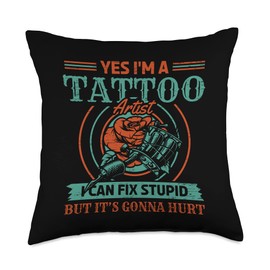 Body Pigment Modifications Dye Skin Layer Gift Artist I Can Fix Stupid Ink Tattoo Art Body Throw Pillow, 18x18, Multicolor