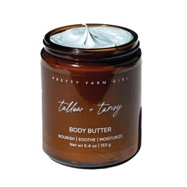 Pretty farm girl Tallow + Tansy Body Butter – Whipped Moisturizer with Grass-Fed Tallow & Blue Tansy – Non-Greasy Hydration for Sensitive Skin, 5.4oz
