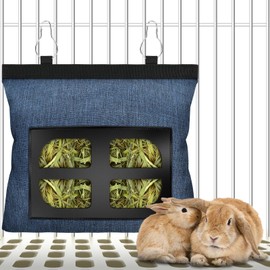 Rabbit Hay Feeder Bag Guinea Pig Hanging Hay Feeding Bag Storage Dispenser for Chinchilla Hamster Bunny Small Animal Pet