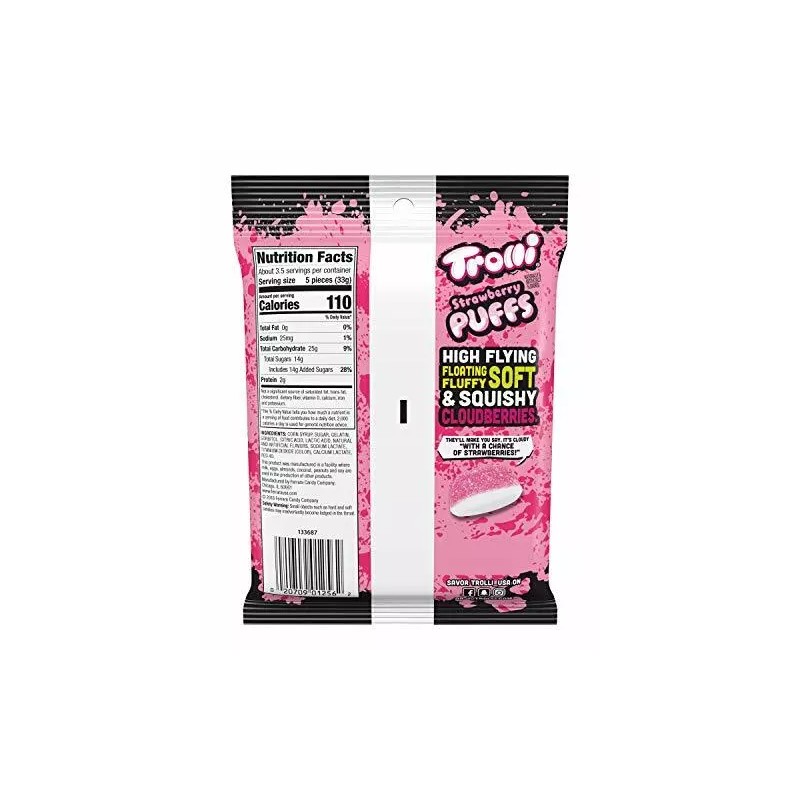 Trolli Strawberry Puffs Gummy Candy, 4.25 Ounce Bag [12-Pack]