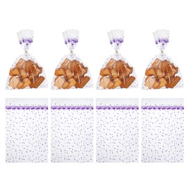 uxcell 100pcs Clear Treat Bags, 11.8" x 7.9" Valentines Cookie Bags with Twist Ties for Valentine's Day Candy Packaging Purple