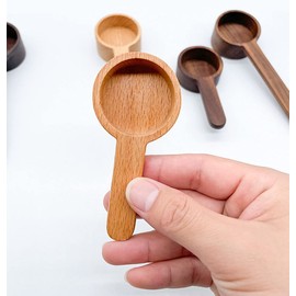 Coffee Spoons, CISHNOU Wooden Coffee Ground Spoon, Measuring for Ground Beans or tea, Soup Cooking Mixing Stirrer Kitchen Tools Utensils, 1 Wooden Tea Scoop(Wooden Color)