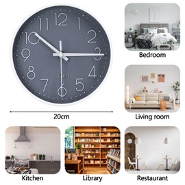 Sprifityy Round Wall Clock, 20 cm Wall Clock, Modern Without Ticking Noise, Quartz Decorative Clocks, High Accuracy Wall Clock, Easy to Read, for Office, Kitchen, Living Room, Children's Room, School