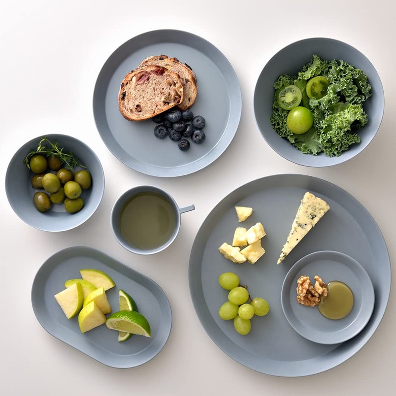 ideaco Oval Plate, 7.1 inches (18 cm), Oval, Blue, usumono