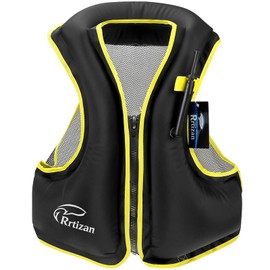 Rrtizan Snorkel Vest Adults, Inflatable Snorkel Vest Adults, Swim Vest Adult for Kayaking, Swimming, Snorkeling (Black, S-M)