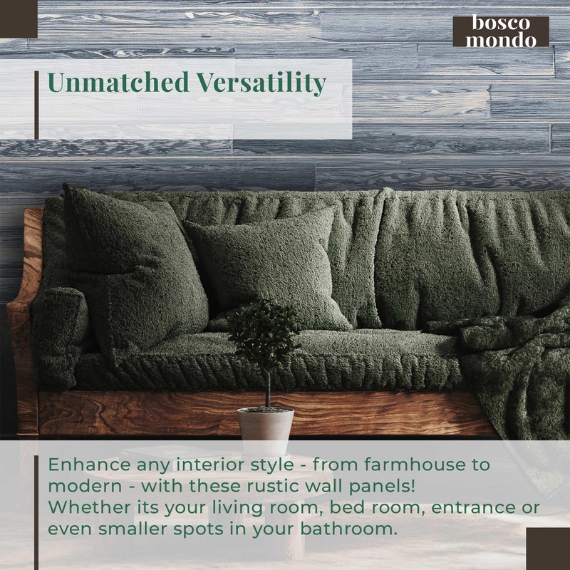 BoscoMondo 5.5 Inches Wide Barnwood Wall Planks, Rustic Solid Wood