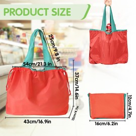 Realand Reusable Grocery Bags 4 Pack Large Heavy Duty Ripstop Shopping Bags Colorful Foldable Tote Bulk with Pouch & Drawstring Machine Washable Nylon Bags Lightweight for Pocket