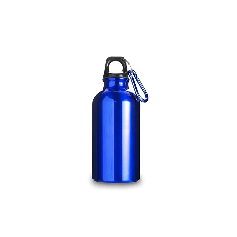 Aluminium Drinking Water Bottle with Screw cap and Carabiner, 400ml