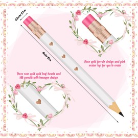 Ireer 36 Pieces Bridal Shower Pencils Golf Pencils with Erasers Half Pencils Pre Sharpened 4 Inch Wedding Pencils 2 HB Mini Hexagon Pencils for Kids Baby Shower Favors Office School Classroom, White