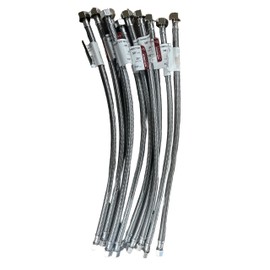 EZ-Fluid (10) 20" Water Supply Line,1/2" Fip x 3/8" Comp LF,Brass Nuts,Universal Stainless Steel Braided Faucet Water Supply Line Connector,Water Supply Hose Connector Lines For Kitchen,Bathroom