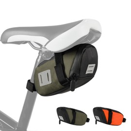 Saddle Bags for Bicycle Road Bike MTB with Reflective Waterproof Bicycle Bag Bicycle Case Bicycle Seat Bag for More Storage Space on the Seat Post 16.5 x 7.5 x 10 cm with Velcro Fastening (Green)