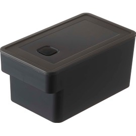Yamazaki 7708 Airtight Food Container with Handle, Black, Approx. W 3.9 x D 7.0 x H 3.3 inches (10 x 17.8 x 8.4 cm), Tower with Bubble