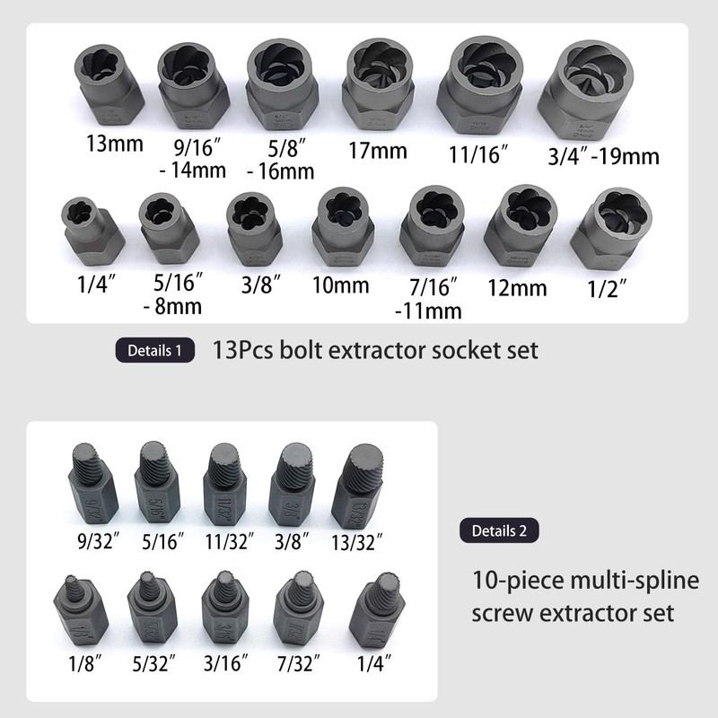 JEUCLEL 40PCS Bolt Screw Extractor Set, Easy Out Bolt Remover
