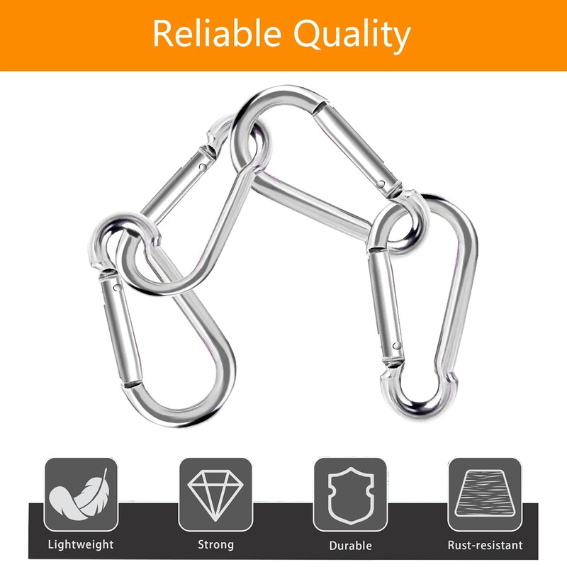 Carabiner Clip, 4 Pcs Aluminum Alloy Carabiner Clip, Silvery Carabiner