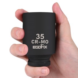 1/2" Drive Deep Impact Socket, 35mm Metric Socket, Axle Nut Socket CR-MO 6 Point for Easy Removal of Axle Shaft Nuts