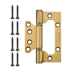 sourcing map 2Pcs 4x3 Inch Door Hinges Non-Mortise No Noise Stainless Steel Bifold Door Hinges with Mounting Screws Brushed Surface for Furniture Window, Yellow Bronze