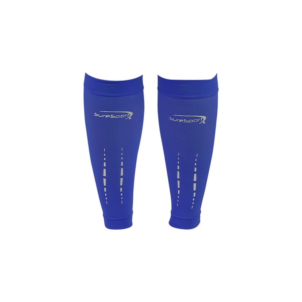 Torch Series Reflective Calf Compression Sleeves (Large, Blue)