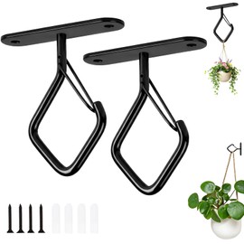 2 Ganci da Soffitto per Piante Sospese, 7.5 cm Ganci in Metallo con Fermo di Sicurezza, Supporto da Parete Robusto per Vasi, Cesti di Fiori, Lanterne, Luci, Mangiatoie per Uccelli, Decorazioni Casa