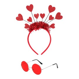 1 Piece Heart Shaped Headband, 1 Piece Glasses, Furry Heart-Shaped Headband, Glittering Heart-Shaped Headband, Children's Headband, Women's Headband, Christmas, Valentine's Day, Party Hair Accessories