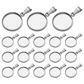 Milisten 20pcs Pendant Trays Kit Round Bezel Blanks Trays Pendant Cabochon Settings for DIY Crafting Photo Jewelry Making Silver 12mm