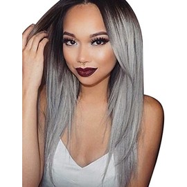 KL Black Wig for Women Long Straight Cosplay Middle Part Wig for Daily Wear