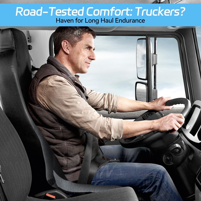 Truck Driver Seat Cushion, Memory Foam L-Shaped Ergonomic Cushion for