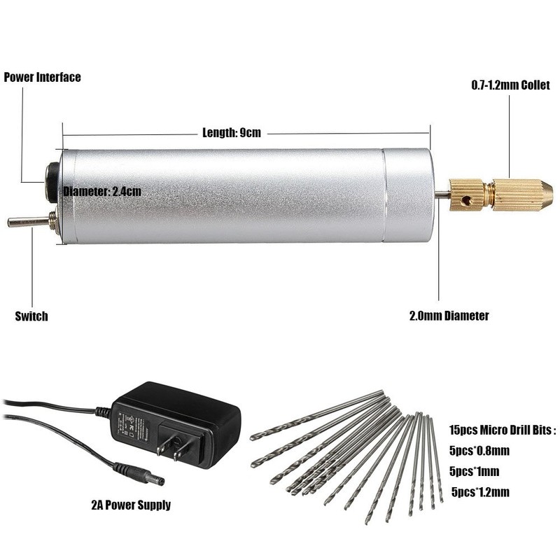 Yakamoz 0.7-1.2mm Mini Micro Electric Aluminum Hand Portable Handheld Drill