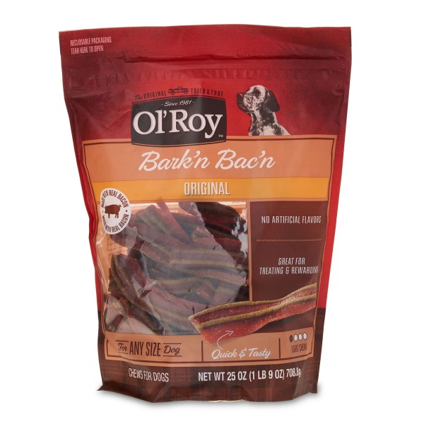 Unbranded Ol'Roy Bark'n Bac'n Dog Treats with Real Bacon Chews,