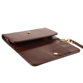 DFV Mobile Premium Crazy Horse PU Leather Wallet Case Cover With Card Slots For = > GABA A8, brown