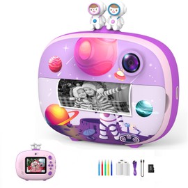 Uleway Kids Instant Print Camera Kids Digital Photo Camera Video Camcorder for 3 to 12 Years Boys & Girls Birthday Toy Gifts with Dual Lense Selfie Camera