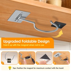 Fitnice Self Adhesive Banana Hook Under Cabinet Foldable Banana Hanger Metal Under Counter Banana Hook to Keep Bananas Fresh Banana Holder for Kitchen RV Space Saving, Silver