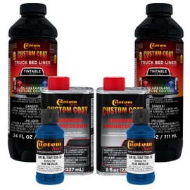 Custom Coat Blue Metallic 2 Quart (1/2 Gallon) Urethane Spray-On Truck Bed Liner Kit - Easy Mixing, Just Shake, Shoot - Durable Textured Protective Coating, Prevent Stop Rust - Car, Auto Equipment
